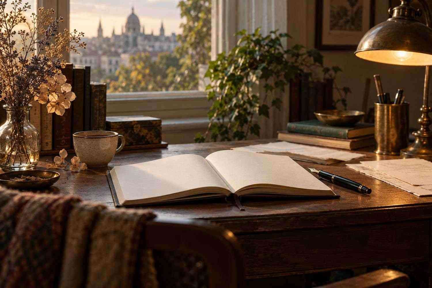 Illustrazione editoriale dedicata alla nostalgia nella scrittura poetica